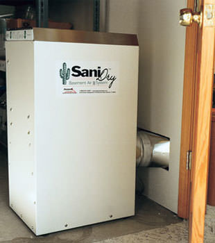 A Energy Efficient basement dehumidifier installed in a finished basement in Champlin